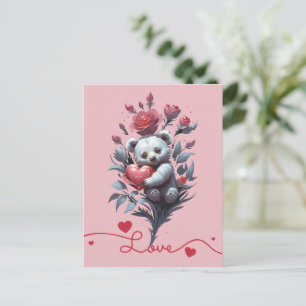 Postal Festiva El día de San Valentín con Oso Teddy rico