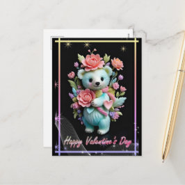 Postal Festiva El día de San Valentín con Oso Teddy rico
