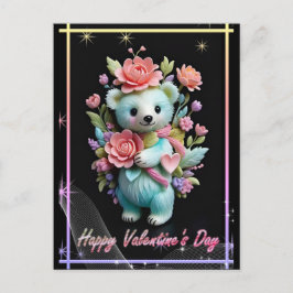 Postal Festiva El día de San Valentín con Oso Teddy rico