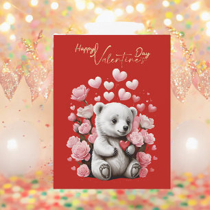 Postal Festiva El día de San Valentín con Oso Teddy rico