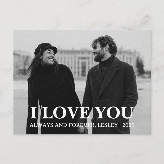 Postal Festiva El día de San Valentín de amor simple elegante par (Anverso)