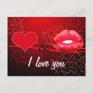 Postal Festiva El día de San Valentín de besar a los amantes