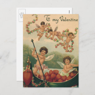 Postal Festiva El día de San Valentín de época, cantantes victori