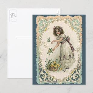 Postal Festiva El día de San Valentín de época, Chica victoriano 