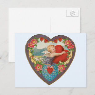 Postal Festiva El día de San Valentín de época, Corazones de Cher