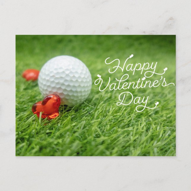 Postal Festiva El día de San Valentín de golf con bola para Golfe (Anverso)