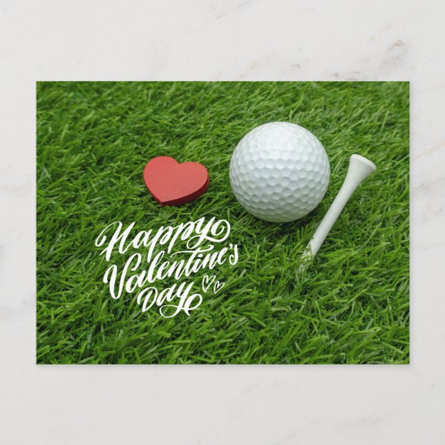 Postal Festiva El día de San Valentín de golf para golfer con vac (Anverso)