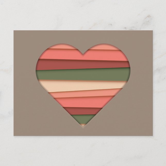 Postal Festiva El día de San Valentín de Heart Love Striped (Anverso)