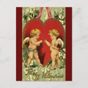 Postal Festiva El día de San Valentín de la época, Cherubs hace u