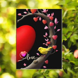 Postal Festiva El día de San Valentín de pájaro canario