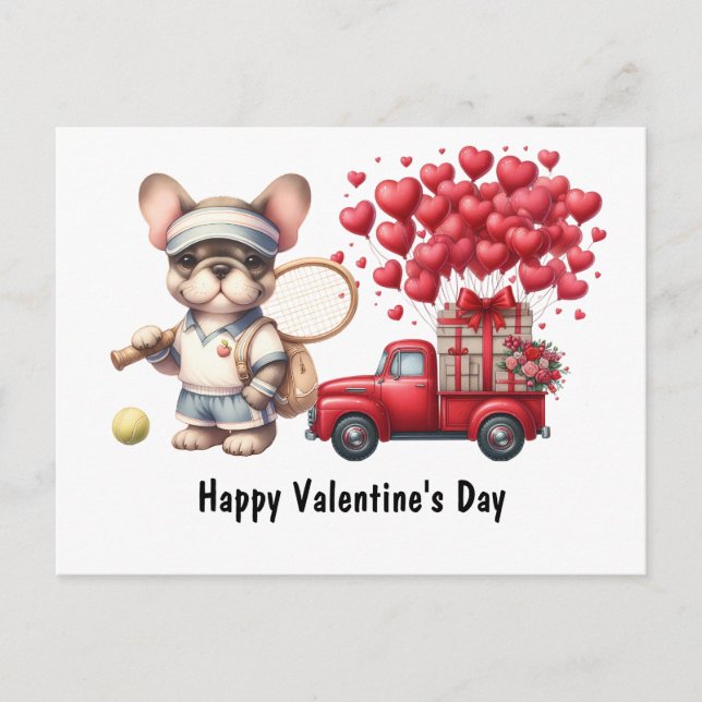 Postal Festiva El día de San Valentín de tenis con amor (Anverso)