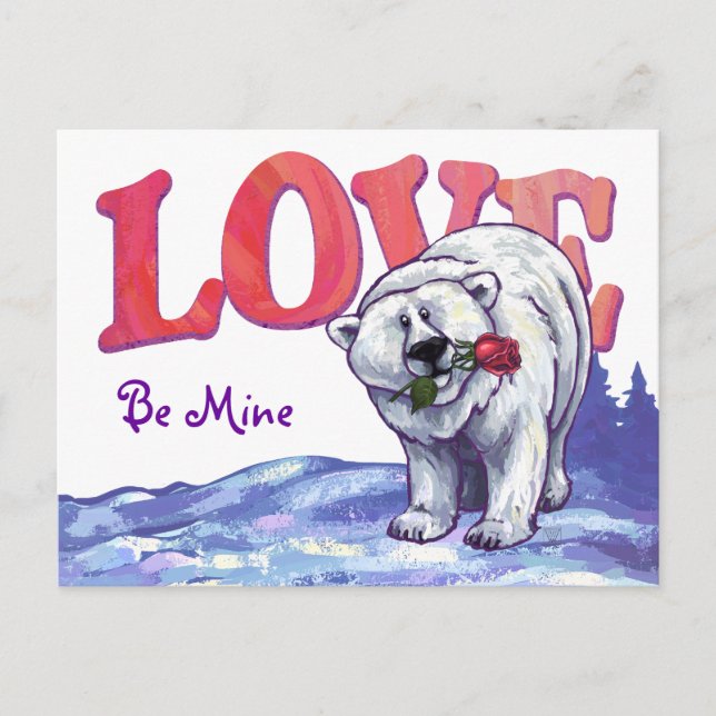 Postal Festiva El día de San Valentín del oso polar (Anverso)