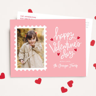 Postal Festiva El día de San Valentín fotográfico de sello de cor