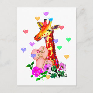 Postal Festiva el día de San Valentín Giraffe