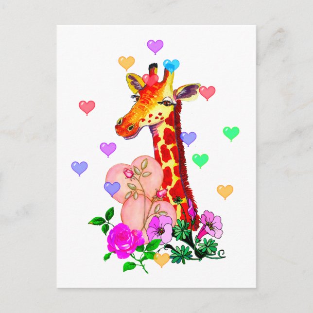 Postal Festiva El día de San Valentín Giraffe (Anverso)