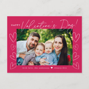Postal Festiva El día de San Valentín magenta de escritura modern