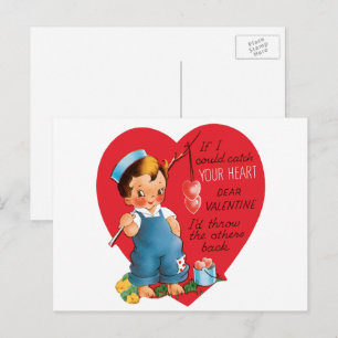 Postal Festiva El día de San Valentín retro vintage, corazones de
