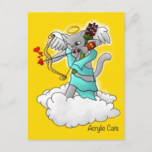 Postal Festiva El día de San Valentín Smokey Gray Cupido Cat