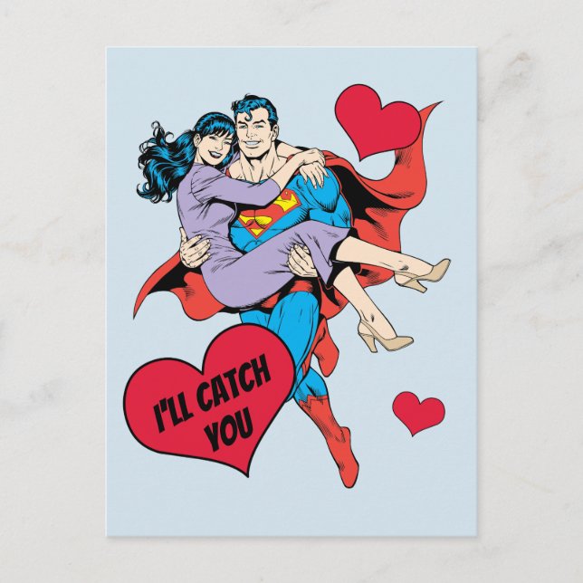 Postal Festiva El día de San Valentín Superman | Te atraparé (Anverso)