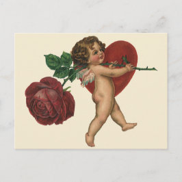 Postal Festiva El día de San Valentín victoriano vintage Cherub y