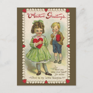 Postal Festiva El día de San Valentín victoriano vintage, niños t