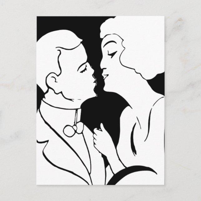 Postal Festiva El diseño de la deco de arte blanco y negro Kiss V (Anverso)