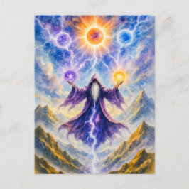 Postal Festiva El druida celta llama a poderes elementales