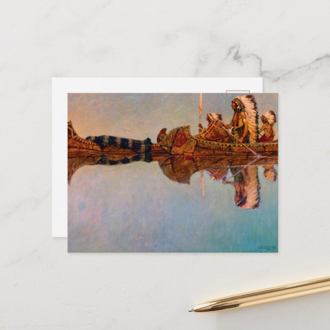 Postal Festiva El entierro del agua de Newell Convers Wyeth (Anverso/Reverso In Situ)