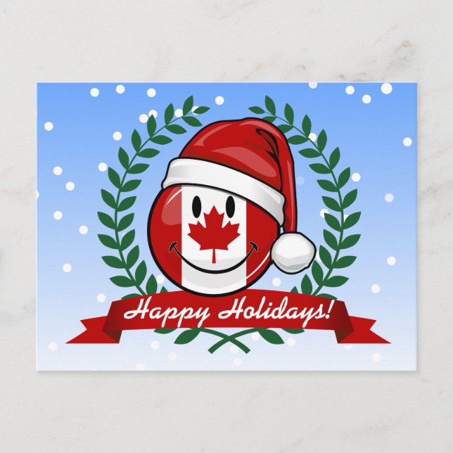 Postal Festiva El estilo de los Navidades de bandera de Canadá (Anverso)