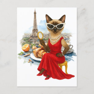 Postal Festiva El gato encerrado en París, Francia