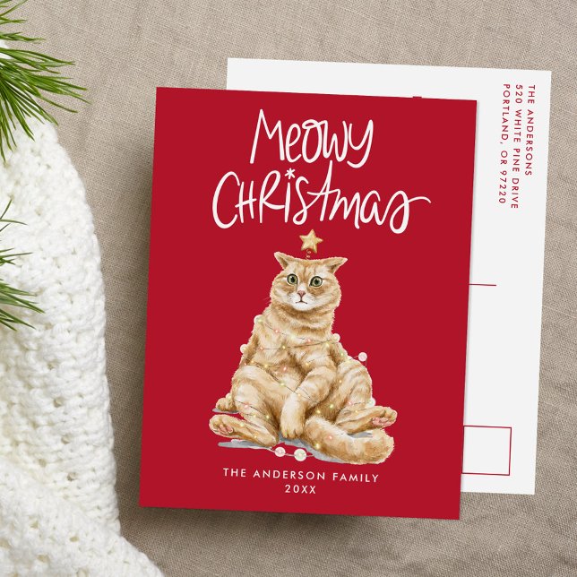 Postal Festiva El gato Naranja dulce Meowy Navidades no foto (Subido por el creador)
