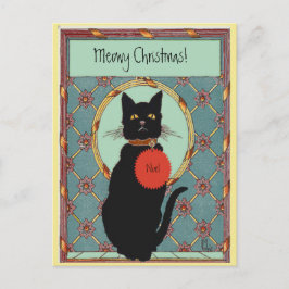 Postal Festiva El gato negro de arte vintage "Navidades míseros"