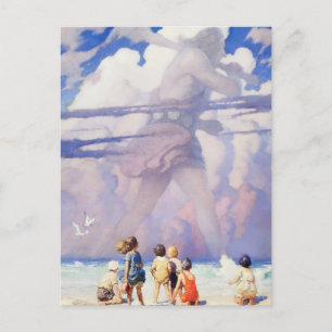 Postal Festiva "El gigante" arte de hadas por NC Wyeth