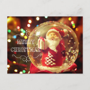 Postal Festiva El globo de nieve Santa Claus