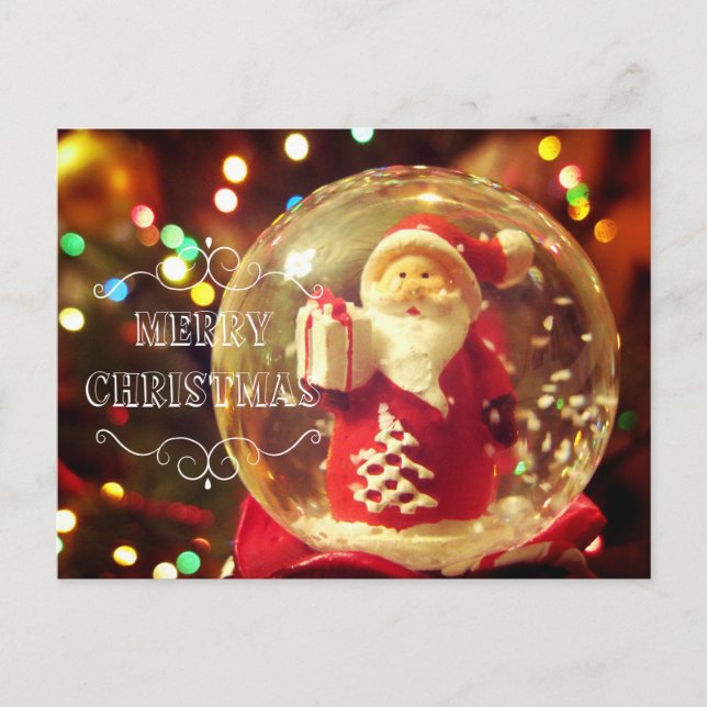 Postal Festiva El globo de nieve Santa Claus (Anverso)