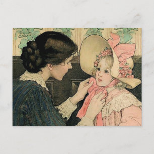 Postal Festiva El gorro rosa de Jessie Willcox Smith