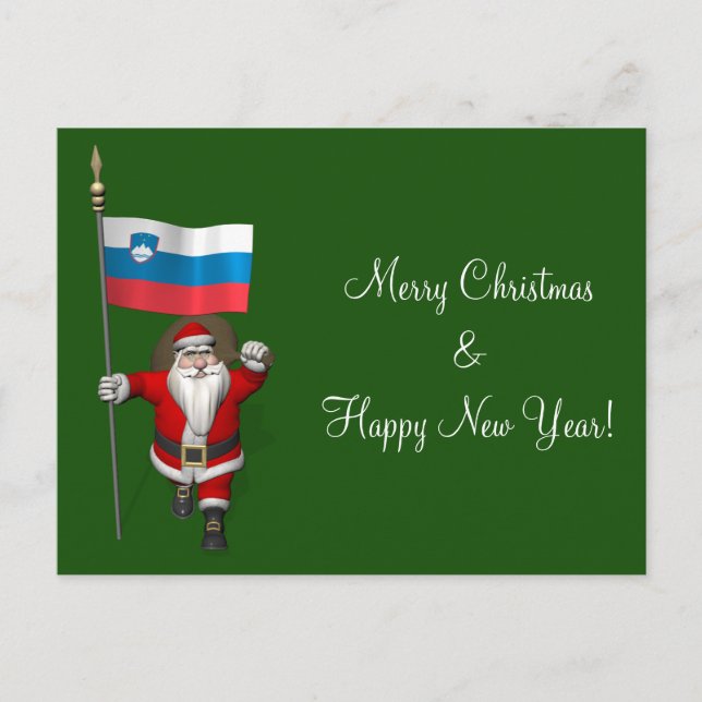 Postal Festiva El gracioso Papá Noel Con El Fin De Eslovenia (Anverso)