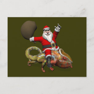 Postal Festiva El gracioso Papá Noel en el Enorme Panther Chamele