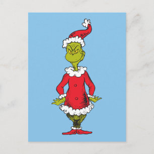 Postal Festiva El Grinch Clásico Papá Noel
