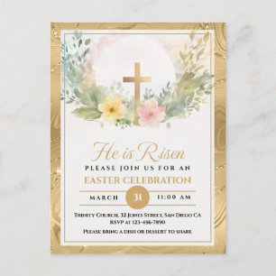 Postal Festiva Él ha resucitado Flores de acuarela de Pascua, Rel