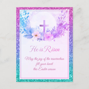 Postal Festiva Él ha resucitado Flores de acuarela de Pascua, Rel