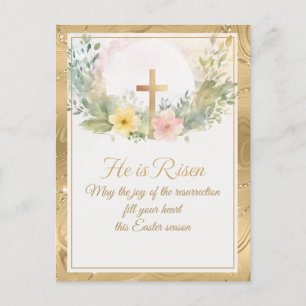 Postal Festiva Él ha resucitado Flores de acuarela de Pascua, Rel