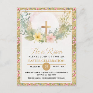 Postal Festiva Él ha resucitado Flores de acuarela de Pascua, Rel