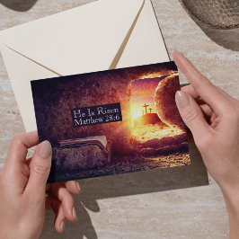 Postal Festiva Él ha Resucitado Tres Cruces Tumba Vacía Pascua