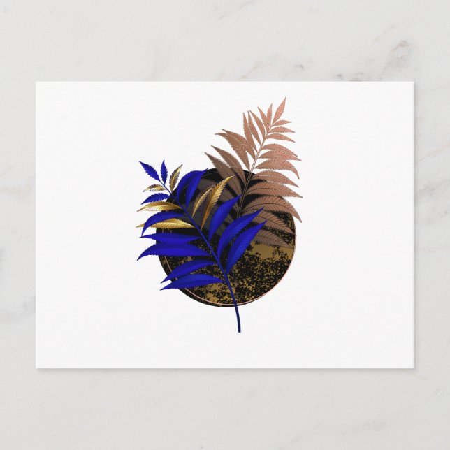Postal Festiva El helecho azul en círculo negro (Anverso)