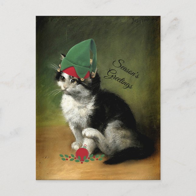 Postal Festiva El Kitten, Navidades de la vieja moda en la posca (Anverso)