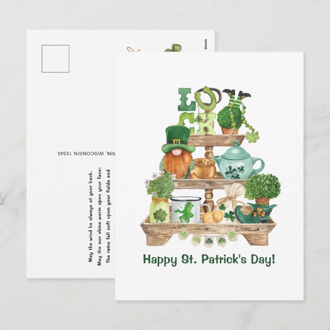 Postal Festiva El lindo Knickknack irlandés se alegra por el día  (Anverso / Reverso)