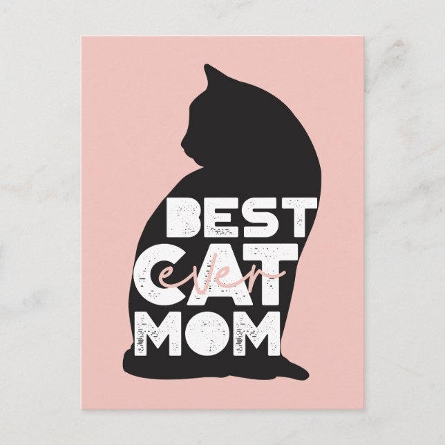 Postal Festiva El mejor gato de mamá del Día de la Madre Rosa (Anverso)