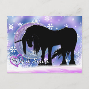 Postal Festiva El místico unicornio negro (Que nieve)