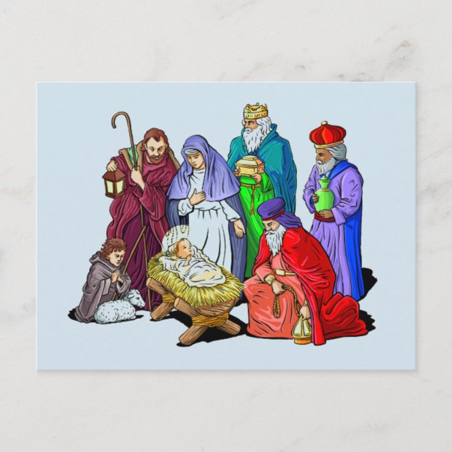 Postal Festiva El niño Jesús en el pesebre (Anverso)